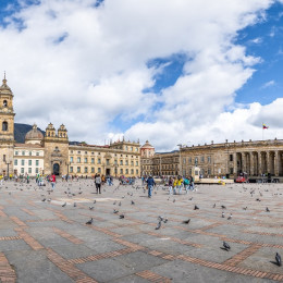 Panoramic view of Bolivar Square, Bogota, Colombia, South America