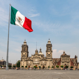 Panoramic view of Zocalo and Cathedral - Mexico City, Mexico