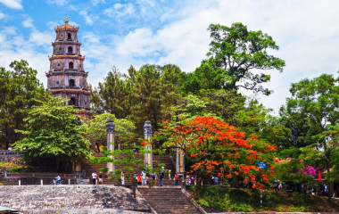 The Thien Mu Pagoda is one of the ancient pagoda in Hue city, Perfume River, Vietnam, Asia