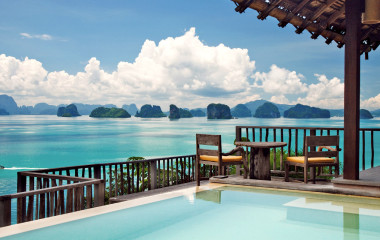 Ausblick von dem Resort aufs Meer im Six Senses Yao Noi in Koh Yao Noi, Thailand