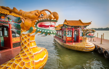 Enchanting Travels China Tours Dragon boat on the Kunming Lake, Beijing, China
