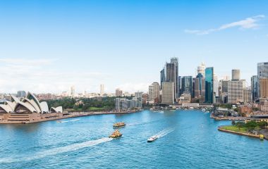 Major architectural landmarks of the city of Sydney and Australia around Sydney harbour
