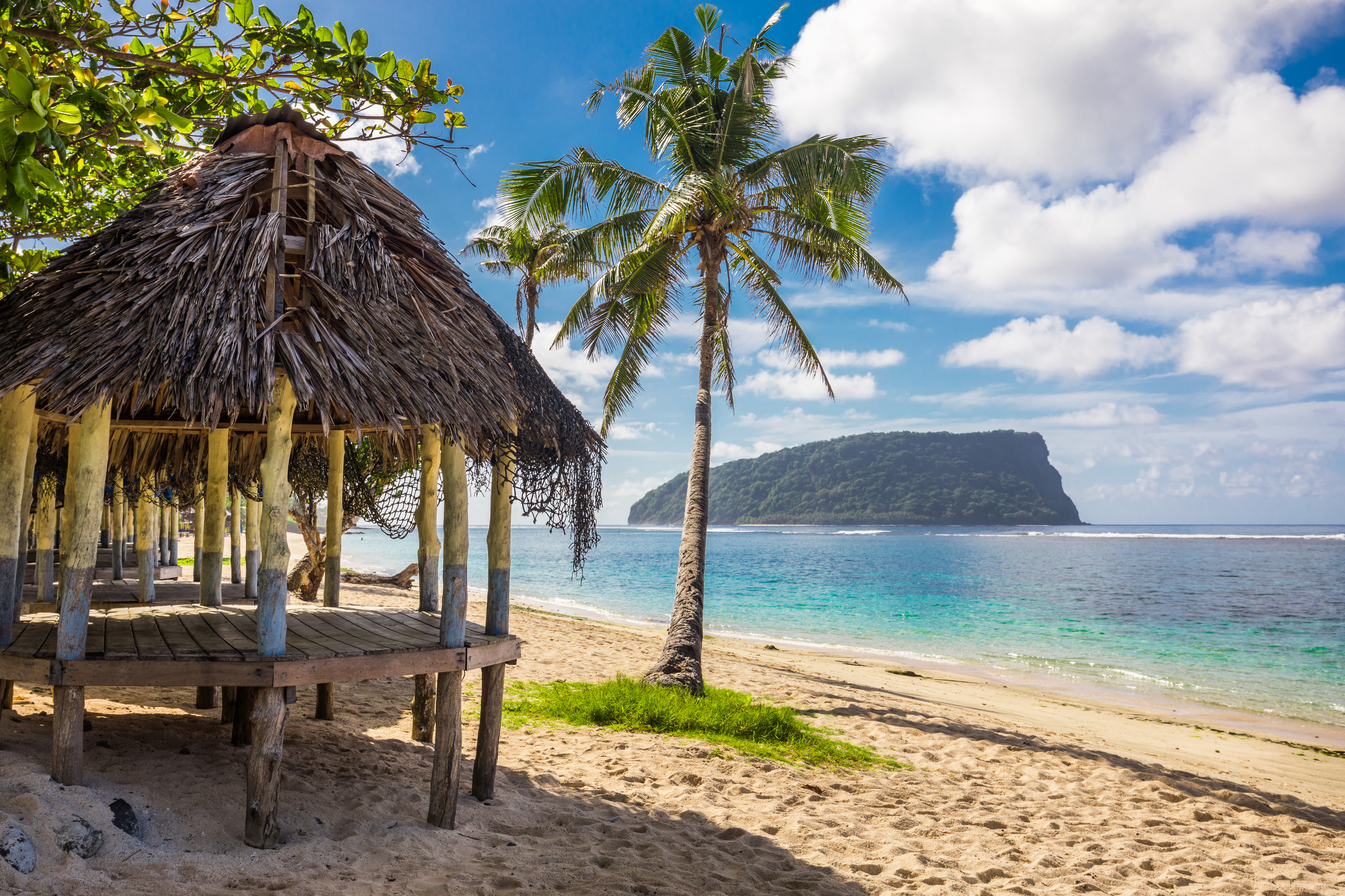 Lalomanu beach with open huts called fales, south side of Upolu Island, Samoa Best time to visit Samoa