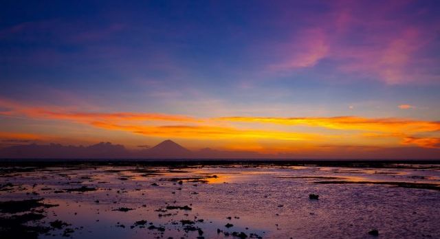tropical sunset on the beach. lombok island. indonesia