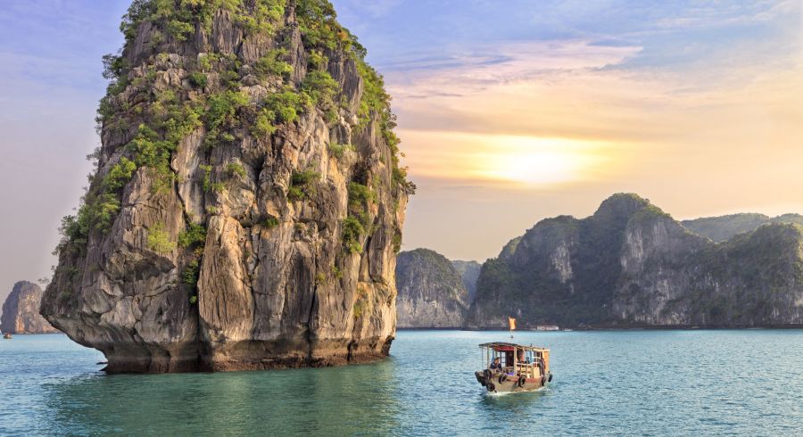 Boot in der Halong-Bucht