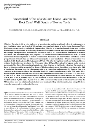 Bactericidal effect of a 980 nm diode laser in the root canal wall dentin of bovine teeth psy4cf - Eugenol