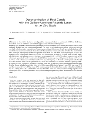 Decontamination of root canals with the gallium aluminum arsenide laser an in vitro study jsvfn9 - Eugenol