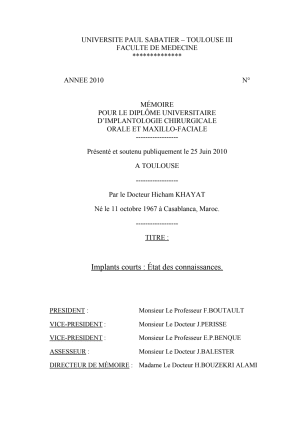 Les implants courts par dr hicham khayat rlviuj - Eugenol