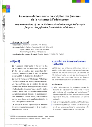 Recommandations sur la prescription des fluorures de la naissance a l adolescence ccqh3s - Eugenol