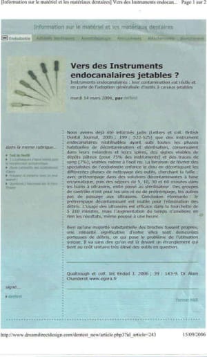 Linstruments souillés gzg2zz - Eugenol