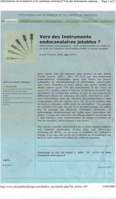 Linstruments souillés gzg2zz - Eugenol