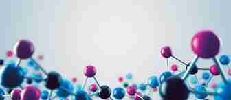 A 3D rendering of a molecular structure against a light gray background. The structure consists of interconnected spheres in various colors, including blue, black, and pink, representing atoms connected by thin rods symbolizing chemical bonds.