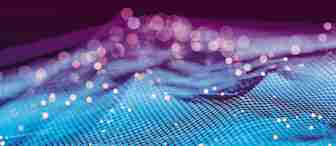 A digital abstract image featuring a 3D grid-like surface with blue and purple hues. Small, glowing orbs in various sizes are scattered across the surface, creating an ethereal, futuristic atmosphere with a bokeh effect in the background.