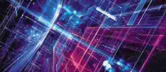 A dynamic digital image showing intersecting lines and grids in neon blue and pink colors, creating a futuristic, sci-fi aesthetic. The overlapping geometric shapes give an impression of depth and complex data or energy flow.