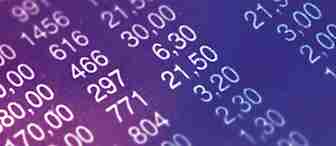 A close-up image of numbers printed on a backlit purple and pink surface. The numbers are arranged in rows and columns, possibly representing data or financial figures, such as stock prices or statistical information. The image has a futuristic and abstract feel.