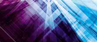 Abstract digital artwork featuring an array of overlapping geometric shapes in shades of purple, pink, and blue. Transparency and layered effects create a futuristic, dynamic sense of depth and movement. The background transitions from dark to light towards the top left.