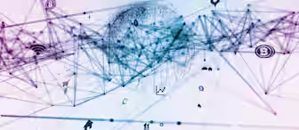 A digital illustration featuring a brain at the center, interconnected with an array of networks and icons. Various symbols like Bitcoin, Wi-Fi, and magnifying glasses are integrated into the abstract design, representing technology and connectivity.