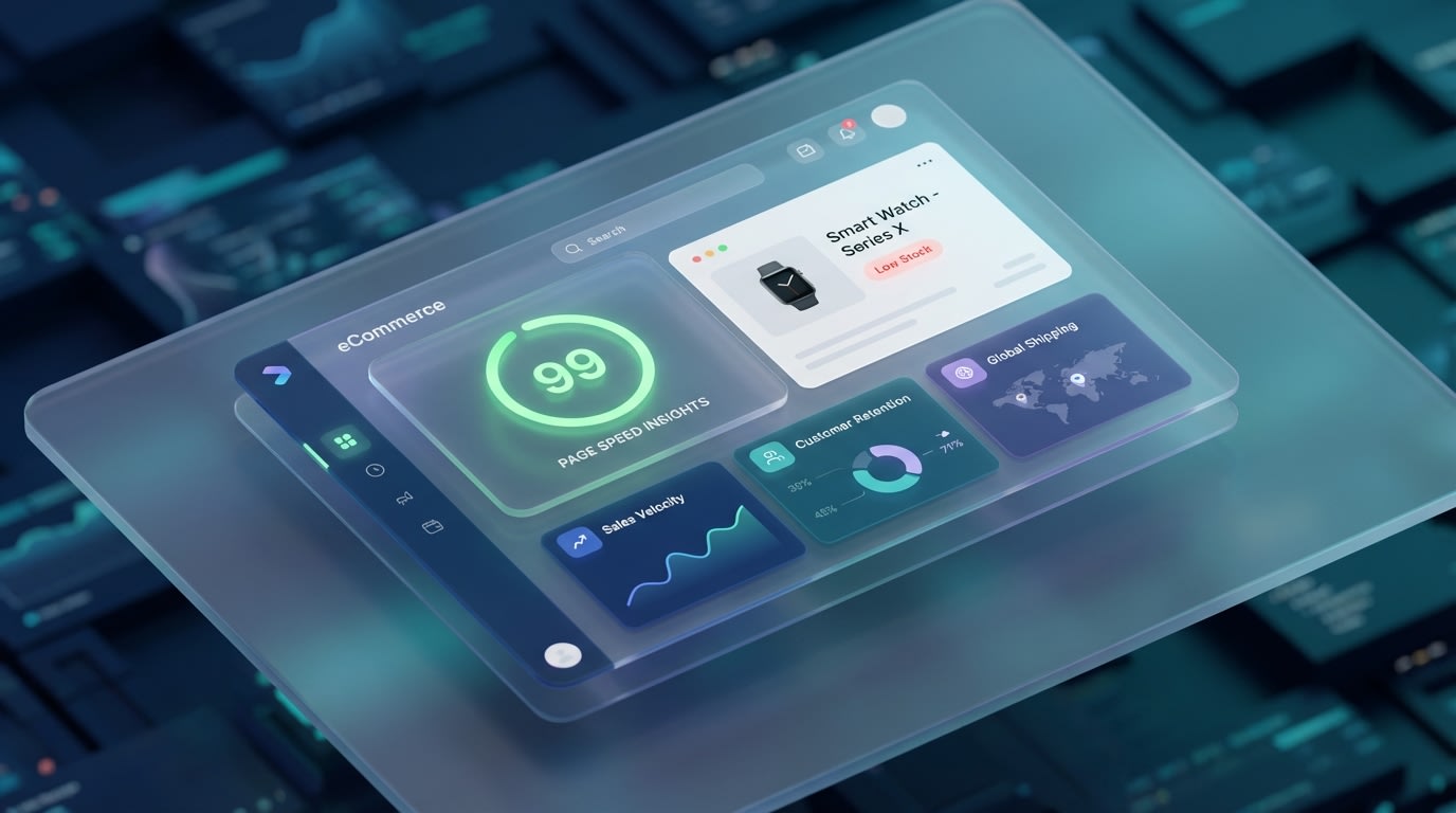A dashboard showing Page Speed Insights score remaining high while a low stock badge is active on a Shopify store