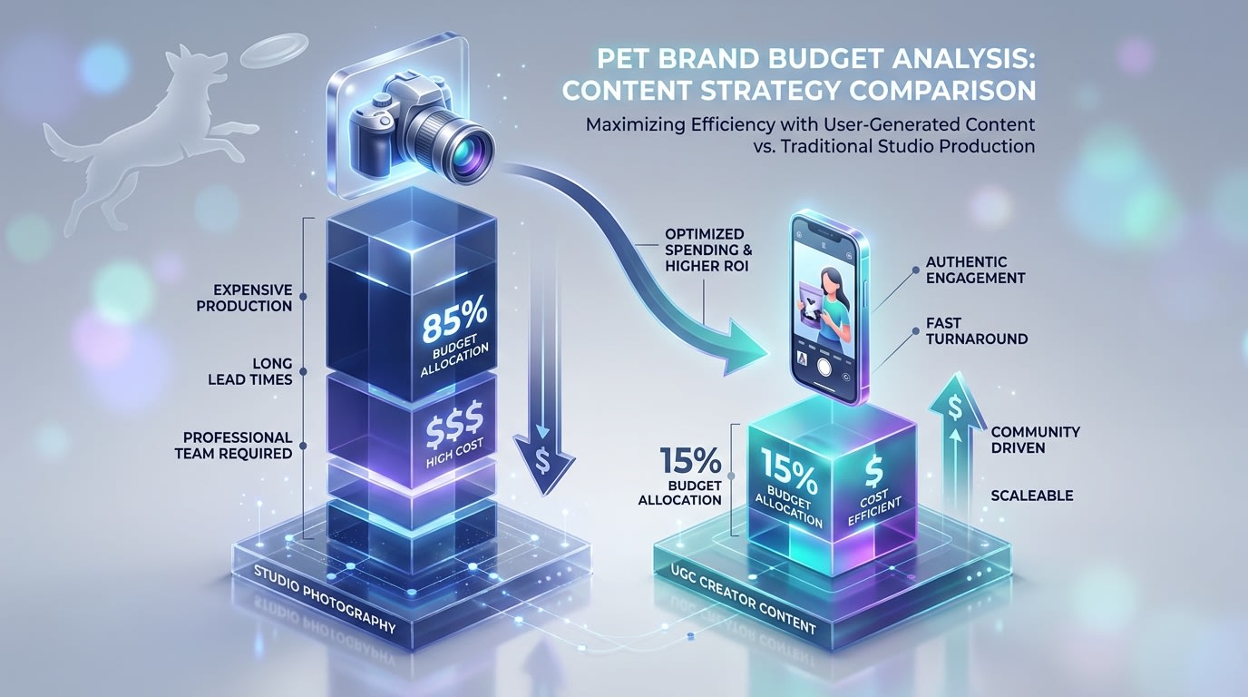 Data chart comparing the cost of studio photography versus UGC creator content for pet brands