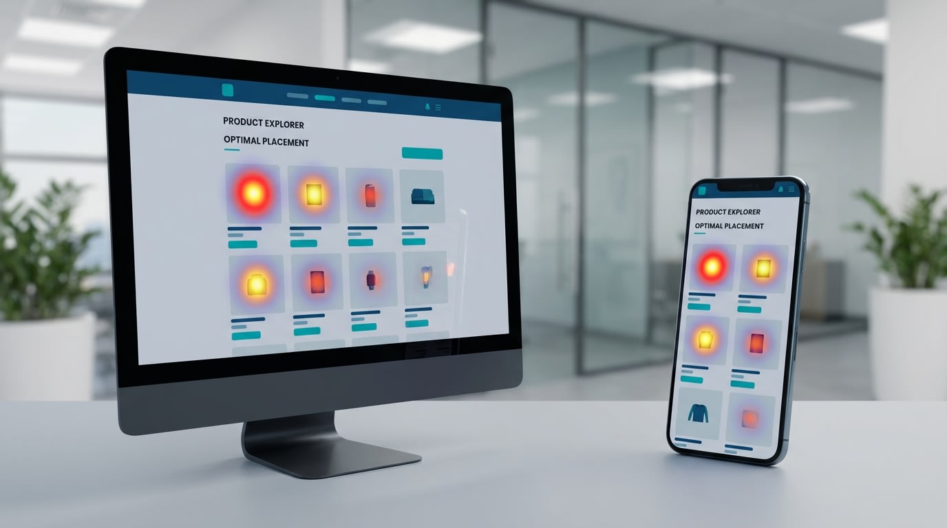 Heatmap showing optimal placement for product labels on desktop and mobile viewports