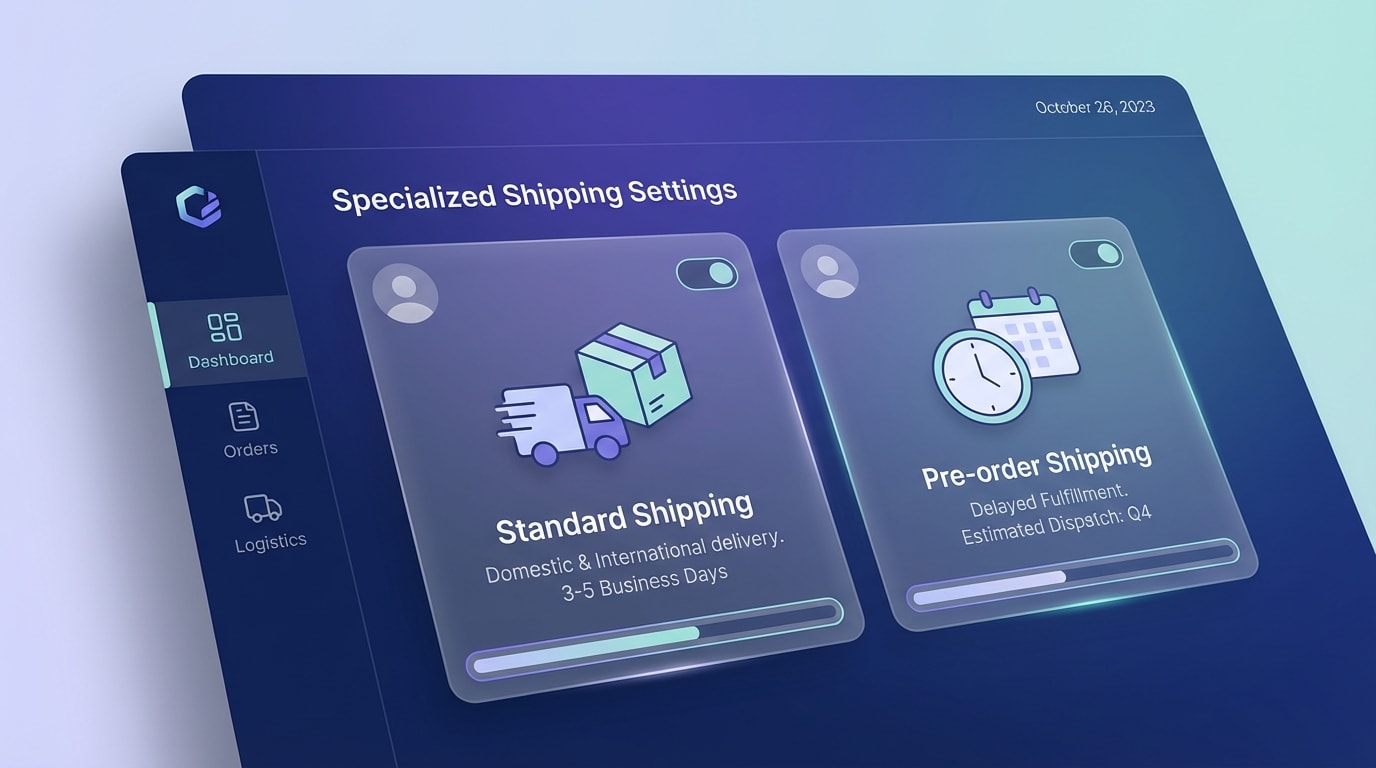 Shopify admin interface showing two separate shipping profiles for pre-order and standard items