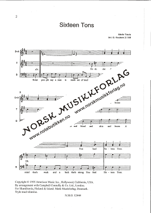 Sixteen Tons - SATB | Notebutikken