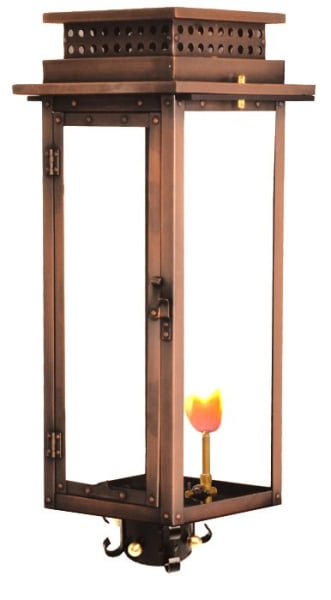 Nouveau Post Mount Gas Copper Lantern by Primo