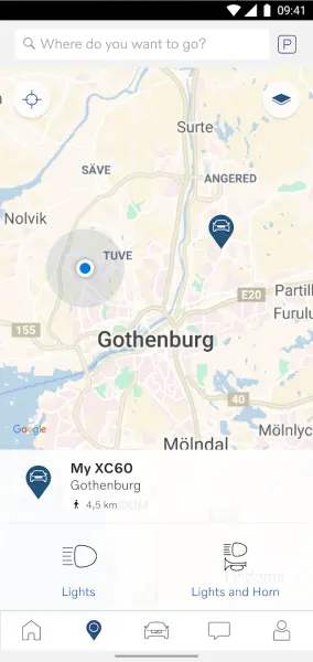 Bilde viser kartfunksjonen i app.