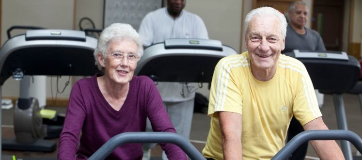 Senior age members enjoying the gym equipment