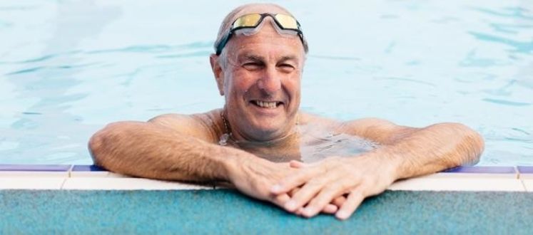 Senior male enjoying a swim session