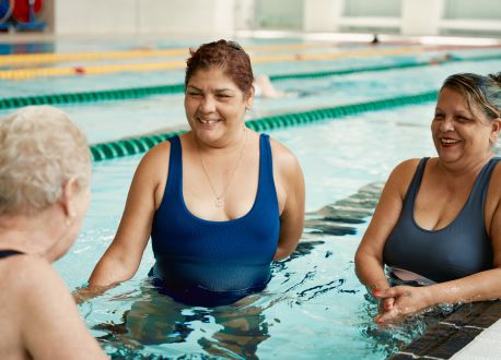 3 ladies in a lane pool