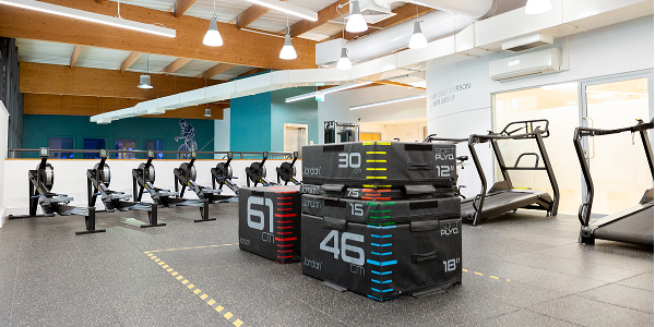 Functional area at Sugden gym featuring equipment and jump boxes