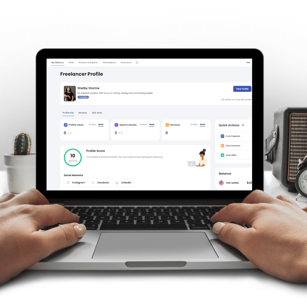 A freelancer using the goLance freelance profile