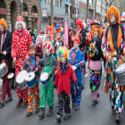 Clowns Marching in a Carnival Parade