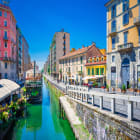 Colorful Buildings along Navigli Canals in Milan