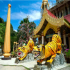 Tiger Sculptures in Front of Krabi Tiger Temple