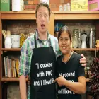 Poo and Student Wearing Aprons at Bangkok Cooking School 