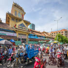 bikes in traffic at the binh tay market