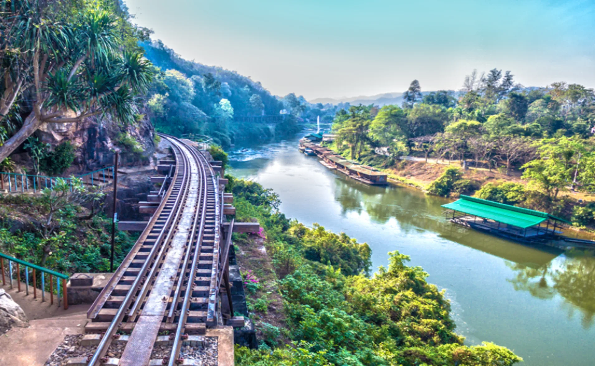 railway and river in kanchanaburi