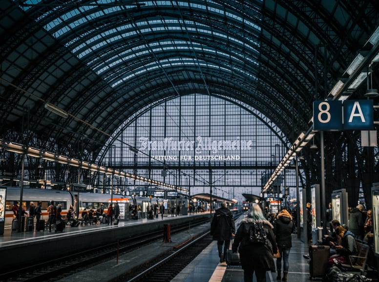 The train station in Frankfurt