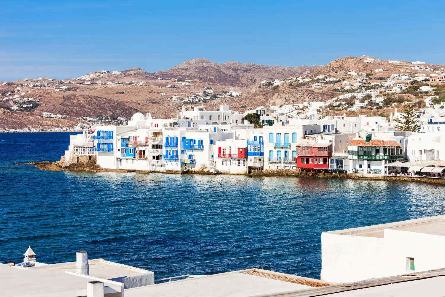 Little Venice buildings on the sea in Mykonos