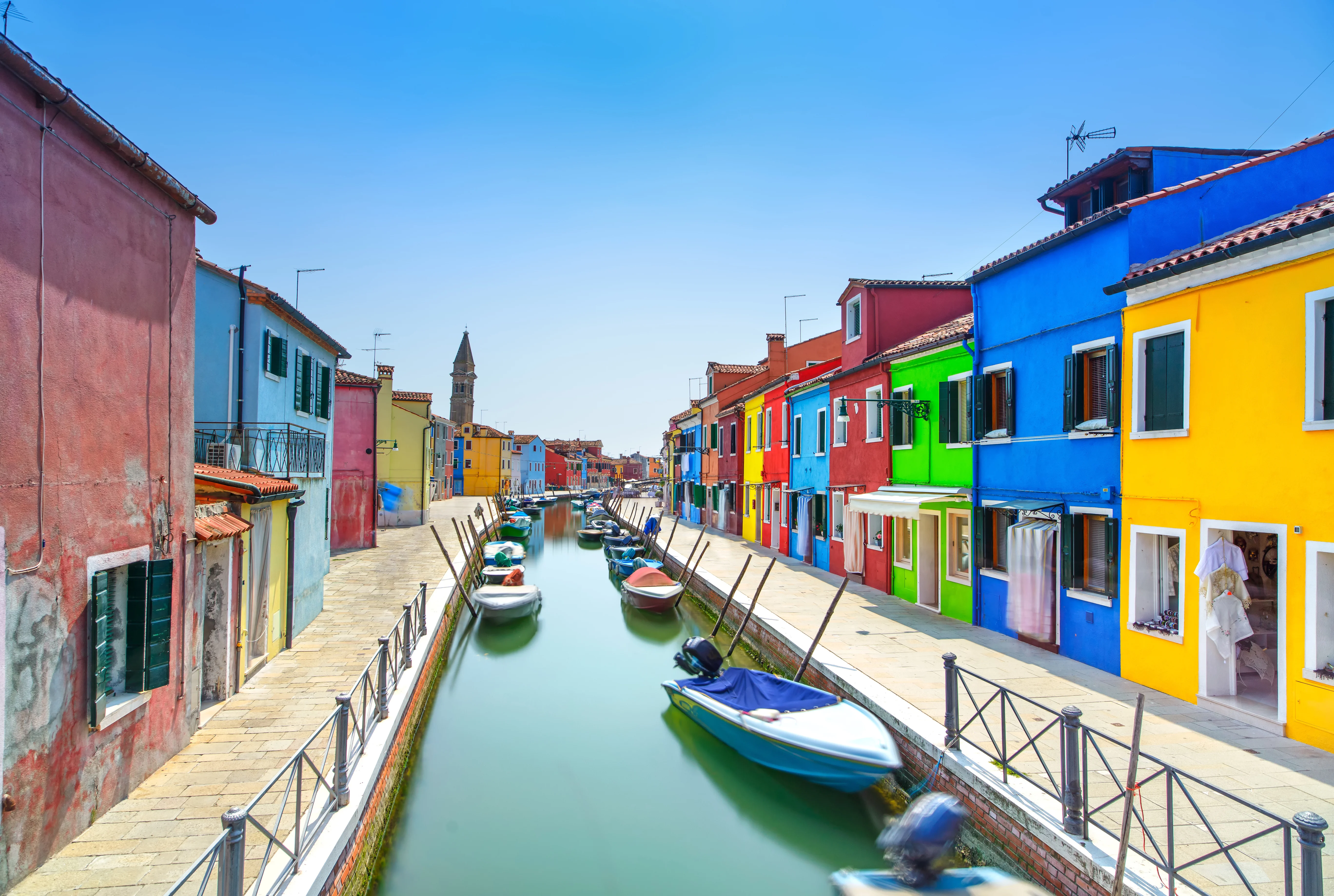 Boats Docked in the Murano Burano Wenice