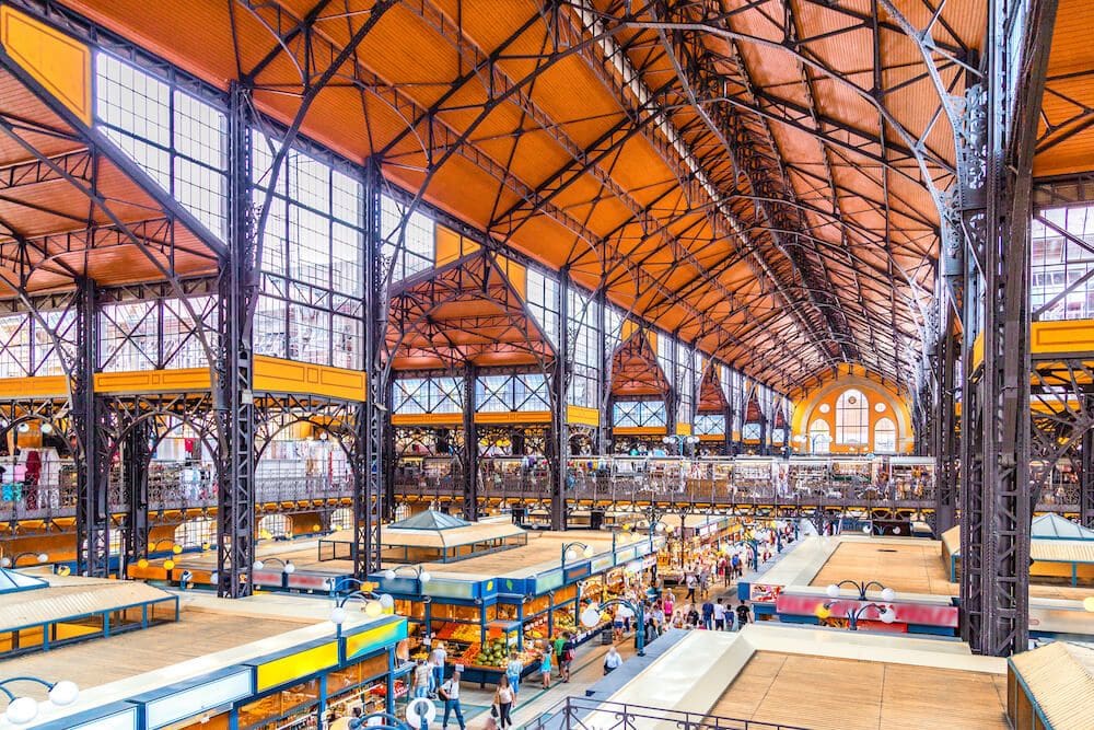 A Large Covered Marketplace With Vendors in Budapest