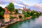 Colorful Buildings in Basel Overlooking the Rhine River