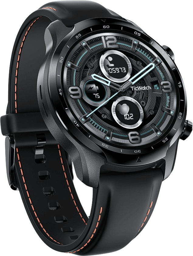 Schwarz Mobvoi Ticwatch Pro 3 GPS-Smartwatch, 47-mm-Edelstahlgehäuse.3