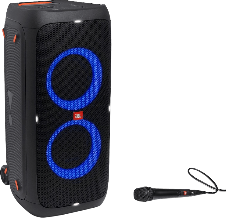 Schwarz JBL Partybox 310 Party-Bluetooth-Lautsprecher + PBM100 Kabelgebundenes Mikrofon.1