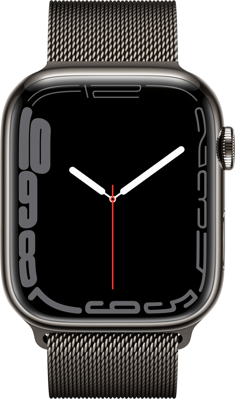 Graphite Apple Watch Series 7 GPS + Cellular, 45mm, Stainless Steel Case and Milanese Loop.2