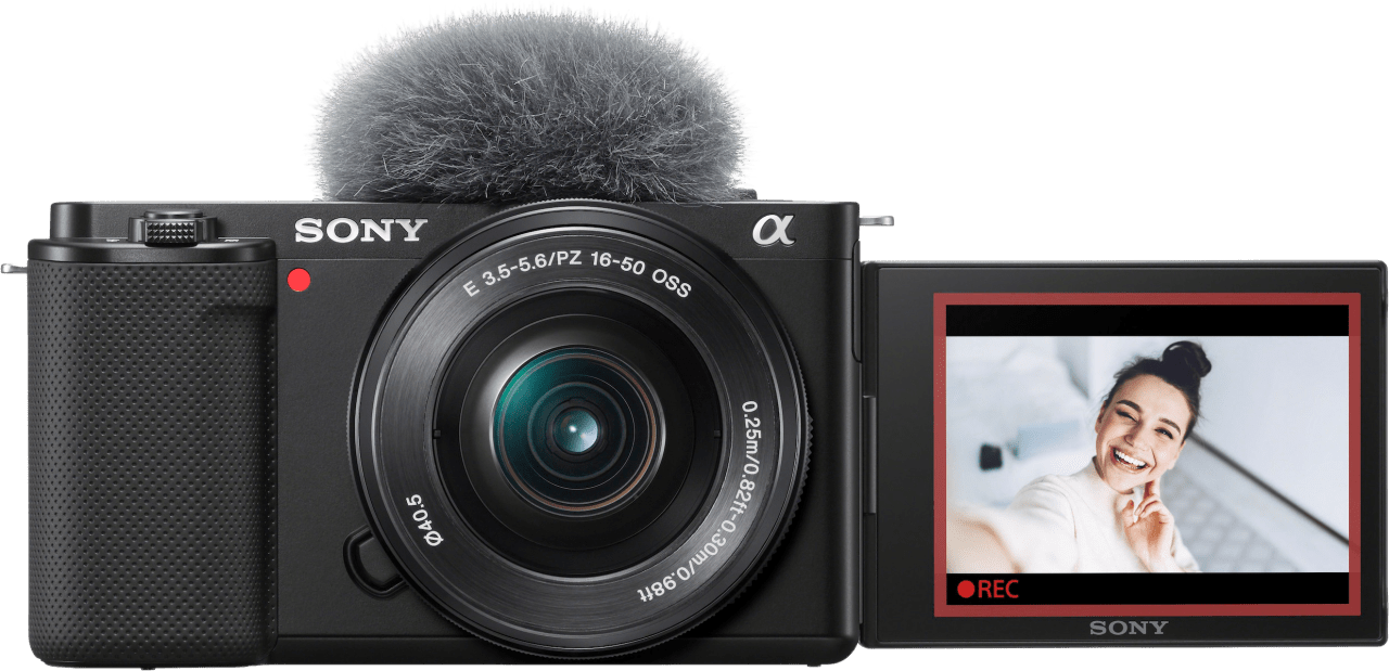 Schwarz Sony Alpha ZV-E10L Vlog-Kamera + 16-50mm f/3.5-5.6 OSS PZ.2