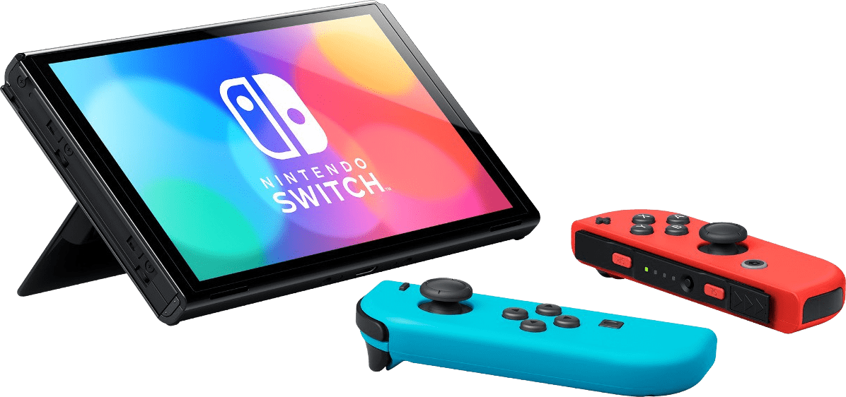 Rojo neón y azul neón Nintendo Switch (modelo OLED).4