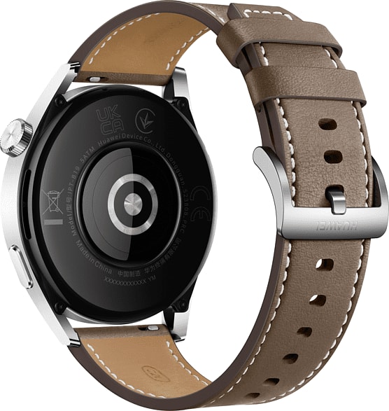 Braun Smartwatch Huawei GT3, Edelstahlgehäuse & Lederarmband, 46mm.4